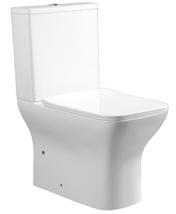 WC monobloc blanc en céramique sans bride, à double chasse, à poser au sol, à siphon en S, avec abattant à fermeture douce, moderne, pour hôtel/villa - Product Image 6