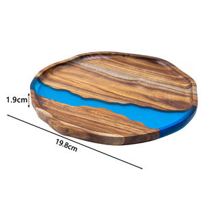 ถาดไม้ทรงกลมขนาด 7.9 นิ้ว ทำจากไม้กระถินเทศ สำหรับใส่อาหาร พร้อมเรซิ่นอีพ็อกซี่สีน้ำเงินลายแม่น้ำ สำหรับงานสลักเลเซอร์ ขายส่งในสหรัฐอเมริกา - Product Image 3