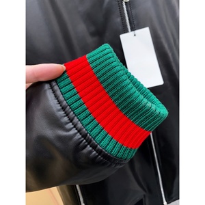 2026 Men's Leather Bomber <b>Jacket</b> <b>Red</b> Green Trim Windproof <b>Waterproof</b> Casual Outerwear - Product Image 4
