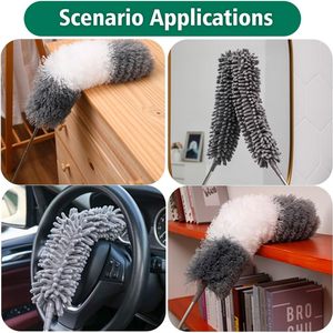 Pôle <span class=keywords><strong>télescopique</strong></span> extensible en acier inoxydable, <span class=keywords><strong>plumeau</strong></span> en <span class=keywords><strong>microfibre</strong></span> pour le nettoyage des ventilateurs de plafond - Product Image 6