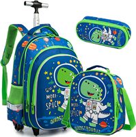Ensemble de 3 pièces de sac à dos à roulettes pour l'école et le voyage avec sac à lunch et porte-crayon Sac à dos à roulettes licorne Sac d'école