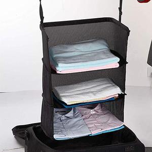 Sac de rangement suspendu à trois couches, organisateur en maille noire pour placard et voyage - Product Image 2