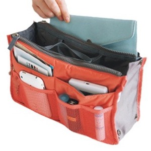 Large Capacity Double Zipper Nylon Organizer Pouch Durable Eco-Friendly Travel Makeup Bag &amp; <strong>Handbag</strong> <strong>Insert</strong> with Soft Handle - Product Image 4