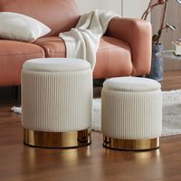 Ensemble de rangement ottoman 2 en 1 : tabouret de coiffeuse et repose-pieds, couvercle amovible, velours blanc, pour salon et dortoir, fabriqué en Chine