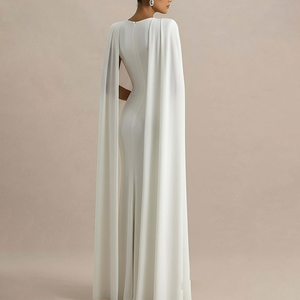 Robe de <span class=keywords><strong>soirée</strong></span> <span class=keywords><strong>longue</strong></span> sexy à manches cape pour femme, élégante, col rond, fendue, pour <span class=keywords><strong>soirée</strong></span> et bal, haute qualité, directement de l'usine - Product Image 4