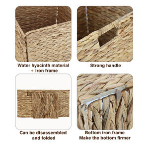 Cestas de almacenamiento plegables Cestas de jacinto de agua grandes Cestas de paja - Product Image 5