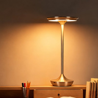 Lampe de table LED tactile rechargeable électroplaquée, à intensité variable, pour hôtel, bar, café, salle à manger