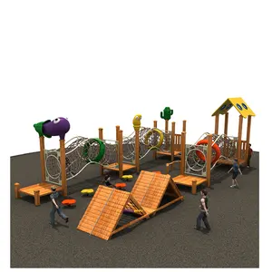 On time delivery factory price wooden climbing frame net outdoor kids slide indoor soft playground equipment for sale