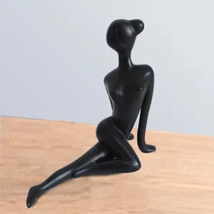 树脂工艺品雕塑现代抽象摆件欧式简约瑜伽女孩雕像人类雕像