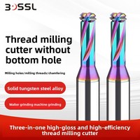 Fraise à fileter en carbure monobloc BOSSL avec revêtement DLC Rainbow, haute précision, faible friction pour le fraisage de fils en aluminium et cuivre
