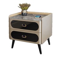 Nouvelle table de chevet intelligente, moderne, luxueuse, minimaliste, en bois massif avec plateau en pierre, idéale pour les appartements, multifonctionnelle