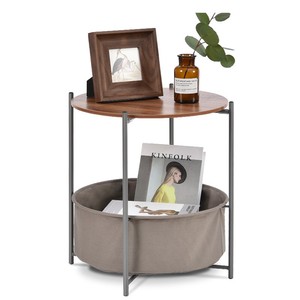 Tavolino da Caffè Rotondo in Legno Italiano Design a Vassoio Tavolini Laterali Piccoli Antichi per Soggiorno Camera da Letto - Product Image 2