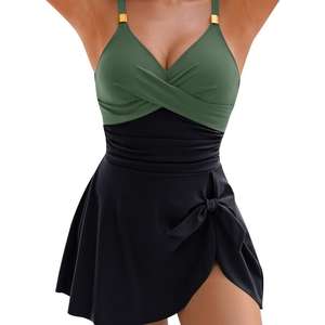 Maillot de bain une pièce de luxe 2025, couleur unie, patchwork, robe de plage tendance avec soutien-gorge push-up, vente en gros de maillots de bain - Product Image 3