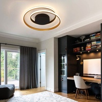Lampu Plafon LED Bulat Modern CCT Akrilik Besi yang Dapat Disesuaikan dengan Remote Control untuk Rumah dan Kantor