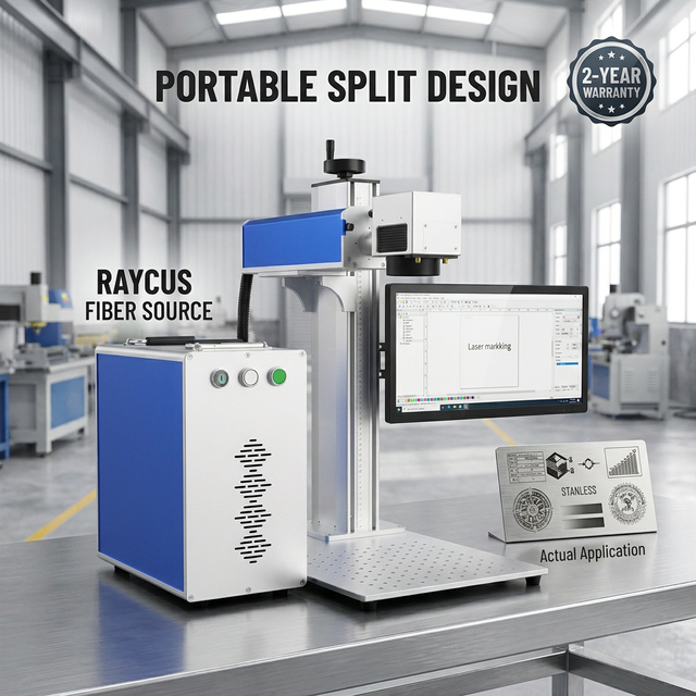 New Portable Desktop High-Accuracy 1064nm Infrared Laser Air-Cooled CNC Marking Machine with DXF Support for Home Use Raycus