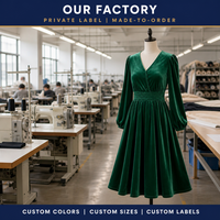 Robe midi décontractée en velours côtelé pour femme, col en V, taille haute, coupe trapèze, anti-plis, respirante, manches longues, confortable et élégante, pure.