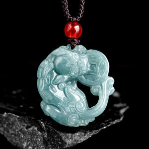 Colgante Pixiu de Jadeíta Natural Azul Agua, Joyería para Hombre y Mujer, Jade al por Mayor, Regalo con Certificado de Tasación PX17 - Product Image 2