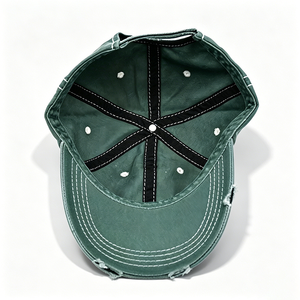 Customizable Distressed Green ACE Dad Hat 6-Panel Unisex Canvas <b>Velcro</b> <b>Strap</b> Closure Embroidery Cap for Streetwear All Seasons - Product Image 6