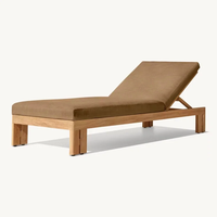 Chaise longue d'extérieur en teck massif, résistante à l'eau, au soleil et aux intempéries, pour se prélasser au bord de la piscine