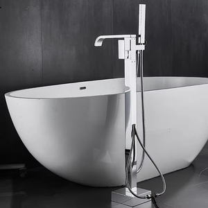 Grifo de Bañera de Latón Montado en el Suelo con Precio de Fábrica al por Mayor, Grifo Mezclador de Lujo con Cuello de Cisne y <span class=keywords><strong>Ducha</strong></span> de Mano <span class=keywords><strong>para</strong></span> Proyectos de Villas - Product Image 1