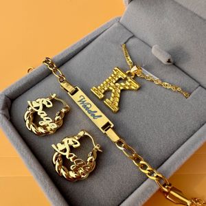 Lateefah индивидуальное имя мини для девочек серьги-кольца с буквами ожерелье именной браслет набор стальных украшений - Product Image 4