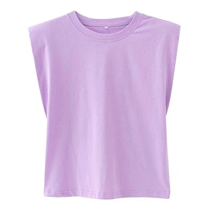 T-shirt court en coton 200 g/m² pour femme, uni, sans manches, personnalisable, qualité supérieure, vente en gros - Product Image 5