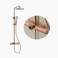 Robinet de douche thermostatique mural en laiton doré poli, ensemble de luxe moderne avec jet de pluie doux pour hôtel et cuisine, garantie 5 ans