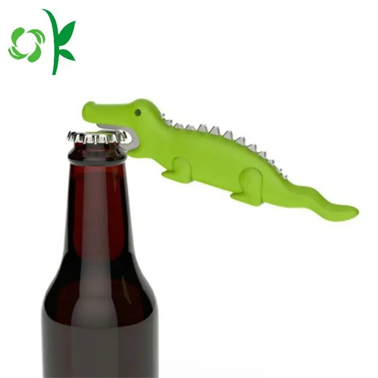 OKSILICONE personalizzato cartone animato apribottiglie in Silicone con acciaio inox per bottiglia di birra apriscatole manuale strumento apriscatole