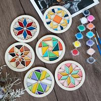 Kit de peinture de sous-verres en bois, Kit d'artisanat de peinture en bois pour adultes et débutants