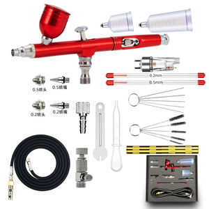 Kit aérographe à alimentation par gravité double action, buses 0.2 et 0.5 mm, pour peinture artistique, artisanat, réparation, portable, gobelet 7cc - Product Image 1