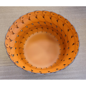 Panier de rangement en cuir tressé de style nordique, panier de rangement de bureau, panier à linge, pot de fleurs rond tressé artistique - Product Image 2
