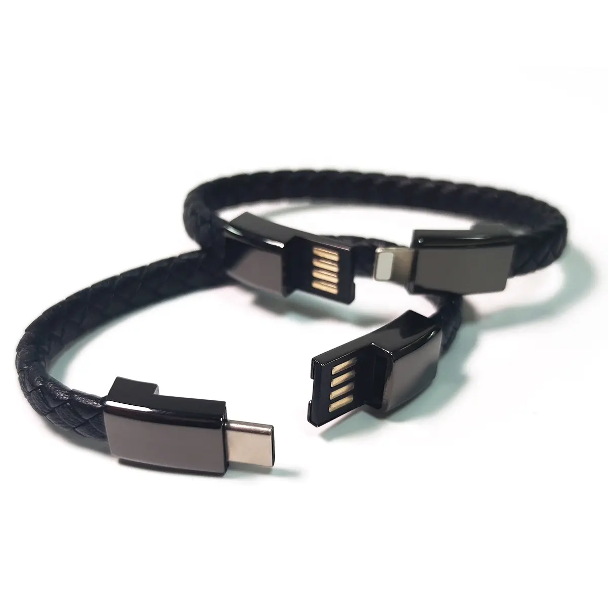 USB סוג C כבל צמיד לגברים סמסונג S8 קצר נייד עור מטען