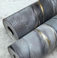 Papier peint PVC floral moderne avec particules dorées, imperméable, pour murs de fond d'hôtel
