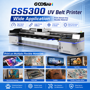 เครื่องพิมพ์ยูวีไฮบริดแบบแบนและแบบม้วน ขนาด 5300 มม. พร้อมสายพานตาข่าย I3200 สำหรับพิมพ์วัสดุต่างๆ เช่น หนัง วอลเปเปอร์ ฟิล์ม แบนเนอร์ ไวนิล พีวีซี สำหรับงานอุตสาหกรรม - Product Image 1