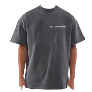 เสื้อยืดคอตตอนหนา 350GSM ทรงโอเวอร์ไซส์ พิมพ์ลายโลโก้ด้านหน้า ล้างสีแบบ Acid Wash ให้ดูซีดจางสไตล์วินเทจ ยูนิเซ็กส์ ผ้าไม่ยับ ไม่หด พร้อมลายสกรีน - Product Image 2
