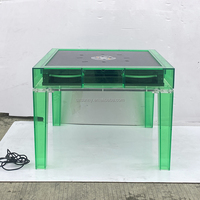 Table de Mahjong Électrique Flottante Américaine de Luxe Moderne avec Mélangeur Automatique, Pieds en Acrylique et Tapis Personnalisé pour le Poker et les Jeux d'Hasard
