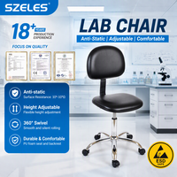 Chaise de laboratoire antistatique bleue en cuir PU, réglable en hauteur, avec roulettes conductrices, chaise de laboratoire ESD, chaise antistatique