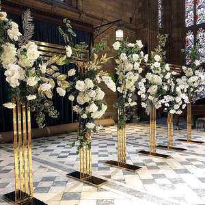 Wedding <b>Party</b> Metal Floral Archway Ceremony Arch Wrought Iron <b>Backdrop</b> Arch Stand Shiny Gold Metal Arch Stand - Product Image 2