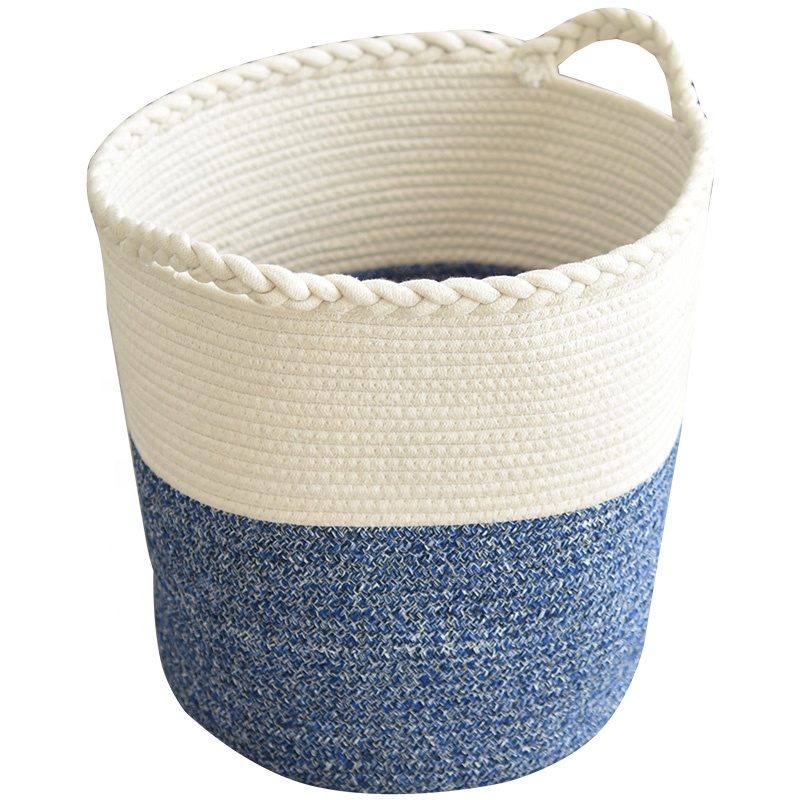 Круглая хлопчатобумажная корзина для хранения, детская плетеная корзина для белья с ручкой