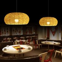 Lámpara de araña creativa de ratán, iluminación artística personalizada para restaurante, casa de té, sala privada, mesa de comedor