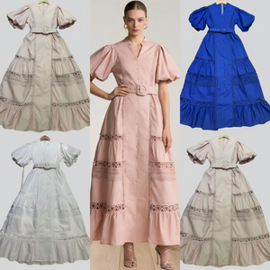 Vestido Maxi Elegante de Alta Qualidade para Mulheres, Atacado, ODM, Rosa Vintage, Casual, Solto, Vestidos de Verão para Igreja - Product Image 5