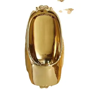 广州厂家批发价格优质豪华金色酒店浴室男士小便池壁挂金色小便池套装带传感器