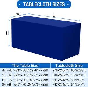 Housse <span class=keywords><strong>de</strong></span> table rectangulaire ajustée en polyester durable avec logo personnalisé, 4, 6 et 8 pieds, toutes couleurs, pour salons professionnels, événements commerciaux, publicité - Product Image 2