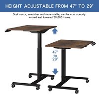 Bureau mobile électrique réglable en hauteur 80 x 60 cm, bureau debout avec roulettes, chariot pour ordinateur portable, table ergonomique