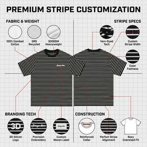 Camiseta con gráfico de letras al estilo japonés, camiseta de manga corta a rayas Cityboy para hombre, bordada de gran tamaño - Product Image 3