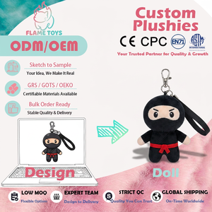 Porte-clés en peluche anime personnalisé esthétique, personnage de <span class=keywords><strong>ninja</strong></span>, pour collectionneurs Kidult, certifié CE EN71 - Product Image 1