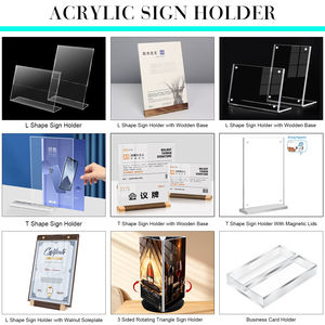 Espositore Verticale a T Personalizzato Premium Portatile per Ristoranti Negozi Uffici Hotel Base in Legno Porta-Insegne in Acrilico - Product Image 6