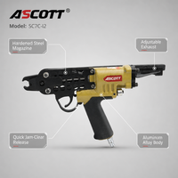 Outil de fixation pneumatique ASCOTT SC7C pour anneaux en C de 24 mm avec corps en aluminium pour l'assemblage de ressorts de matelas et de rembourrage de meubles