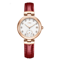 Montre mécanique automatique élégante et luxueuse pour femme, boîtier en or rose, petit cadran des secondes, calendrier, bracelet en cuir, montre-bracelet pour femme