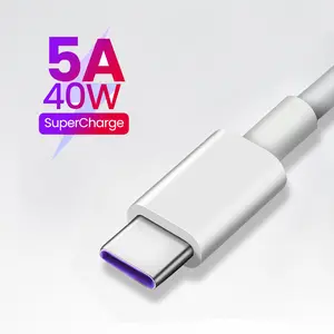 Cabo usb tipo c 5a, fio para huawei scp p40 pro mate 30 p30 pro 40 carregamento rápido da pd w para xiaomi redmi